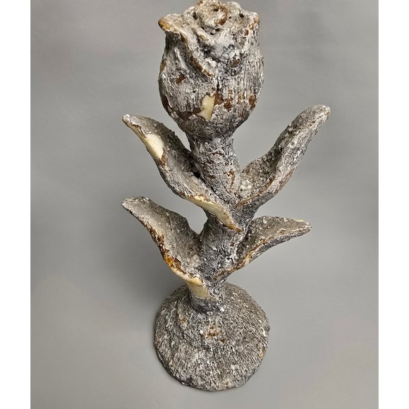 Rustic Faux Rose Sculpture Flower Statue Table Centerpiece Cottagecore Decor - Picture 1 of 11